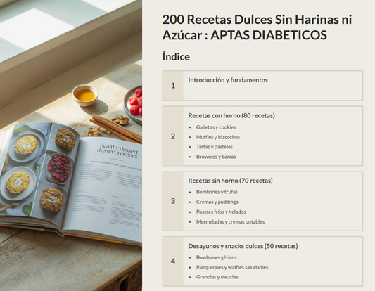 200 recetas dulces, sin harina ni azúcar. Apto diabéticos. Descarga inmediata